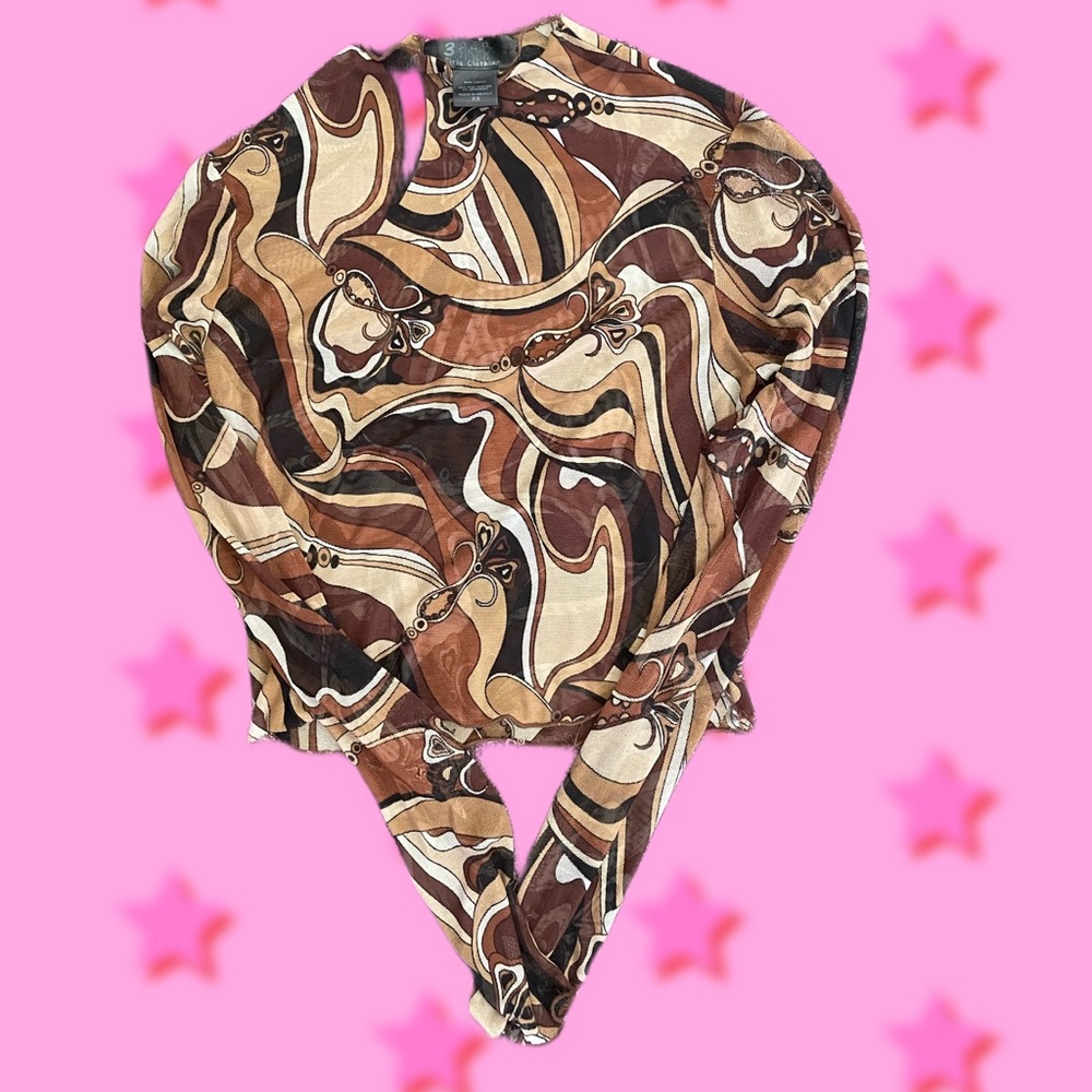 3GIRLS CLOTHING sheer long sleeve top!